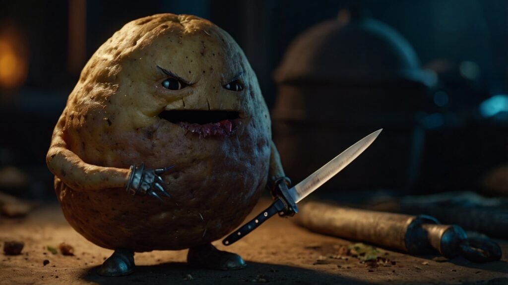 leonardo kino xl a bad potato as a villain holding a knife fro 3
